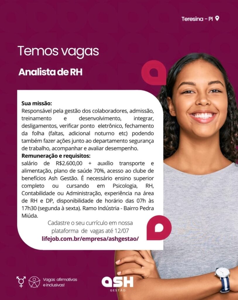 Vaga para Analista de RH