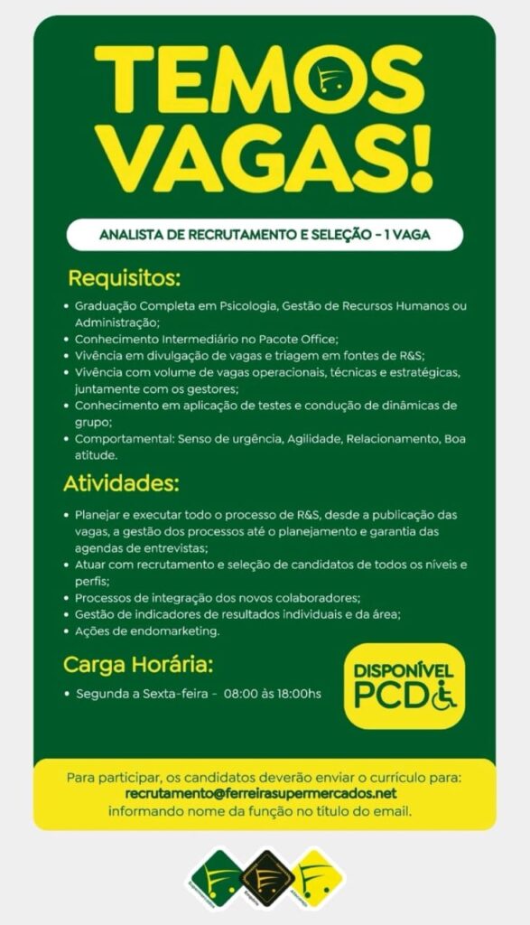 Vaga para Analista de Recrutamento e Seleção