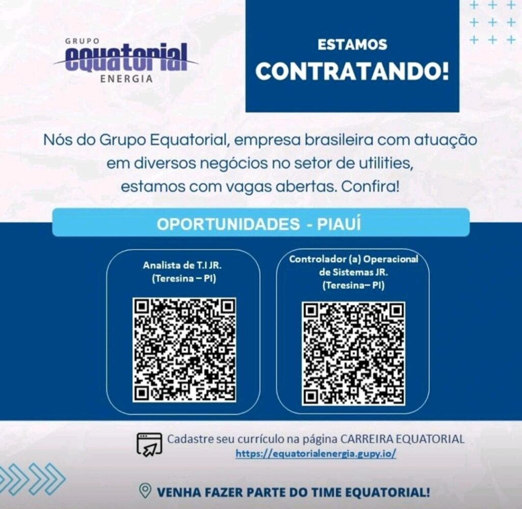 Vaga para Analista de T.I JR e Controlador(a) Operacional de Sistema JR