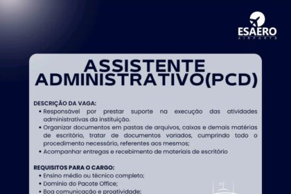 Vaga para Assistente Administrativo (PCD)