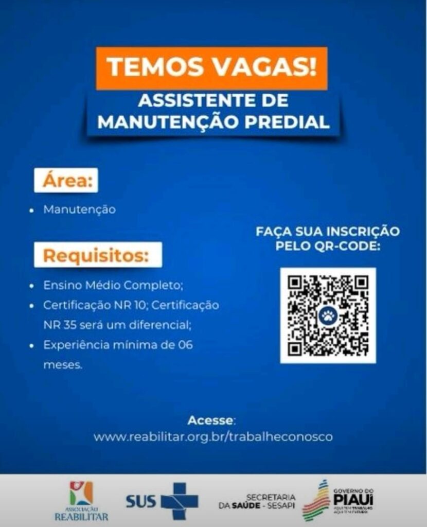 Vaga para Assistente de Manutenção Predial