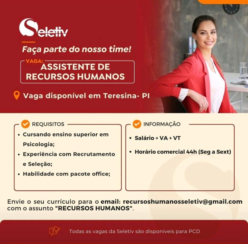 Vaga para Assistente de RH