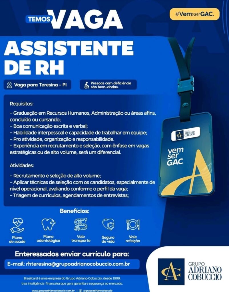 Vaga para Assistente de RH