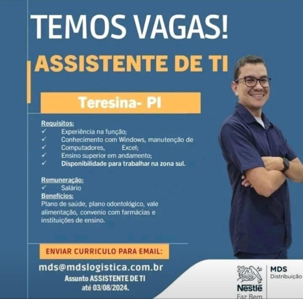 Vaga para Assistente de T.I