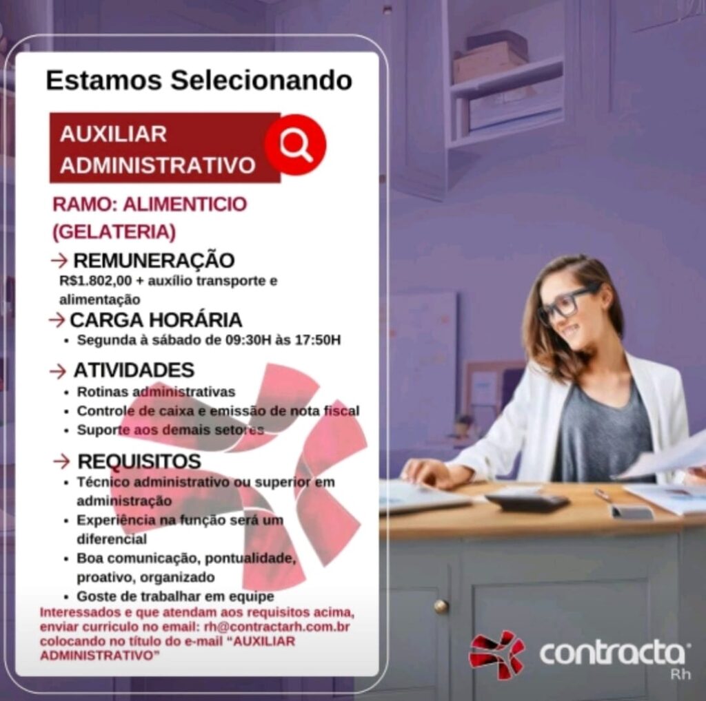 Vaga para Auxiliar Administrativo