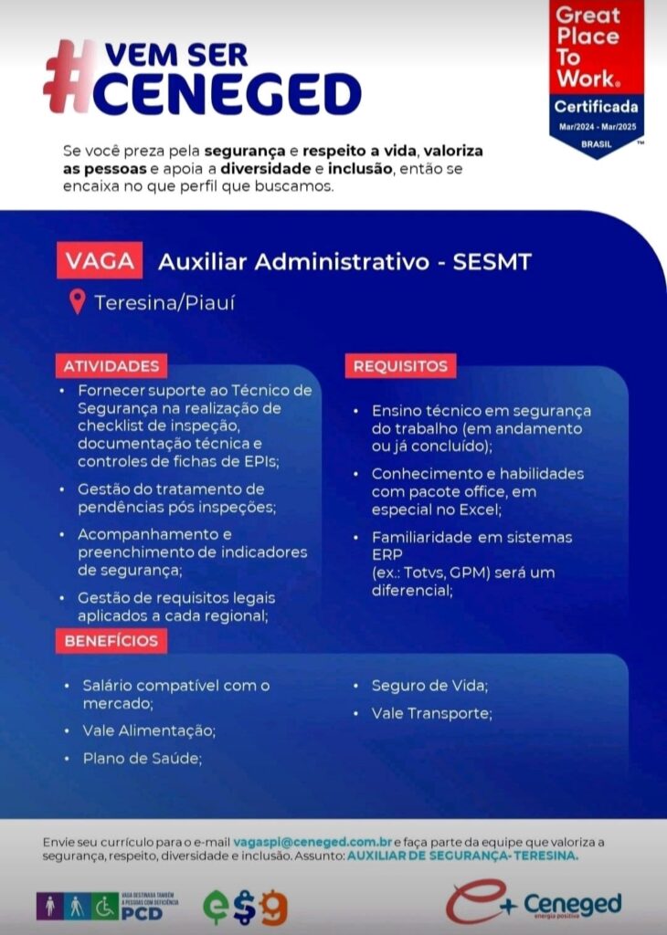 Vaga para Auxiliar Administrativo (SESMT)