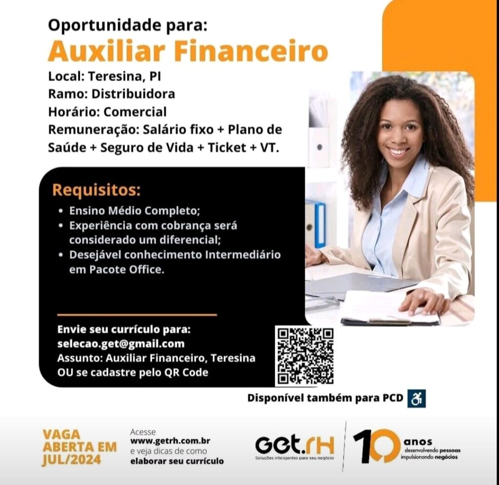 Vaga para Auxiliar Financeiro