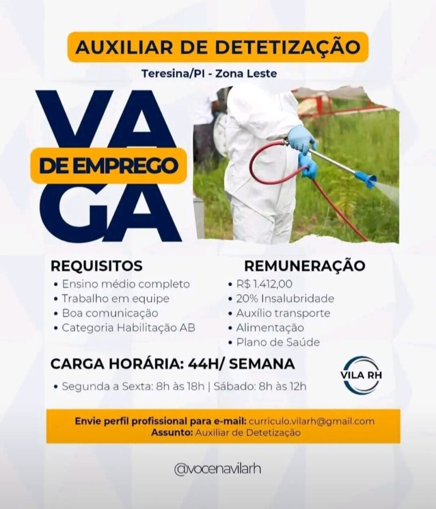 Vaga para Auxiliar de Detetização