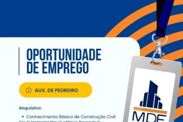 Vaga para Auxiliar de Pedreiro
