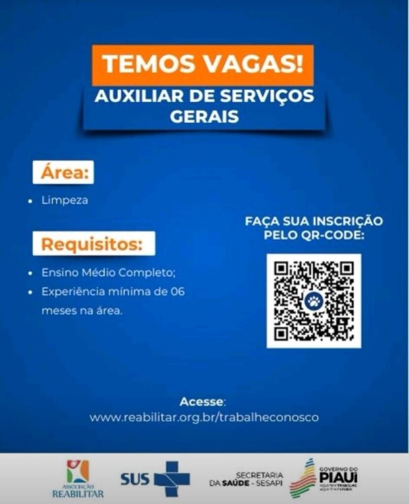 Vaga para Auxiliar de Serviços Gerais