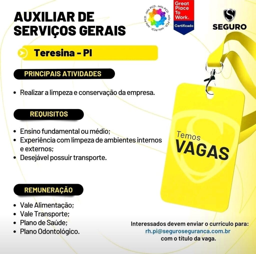 Vaga para Auxiliar de Serviços Gerais