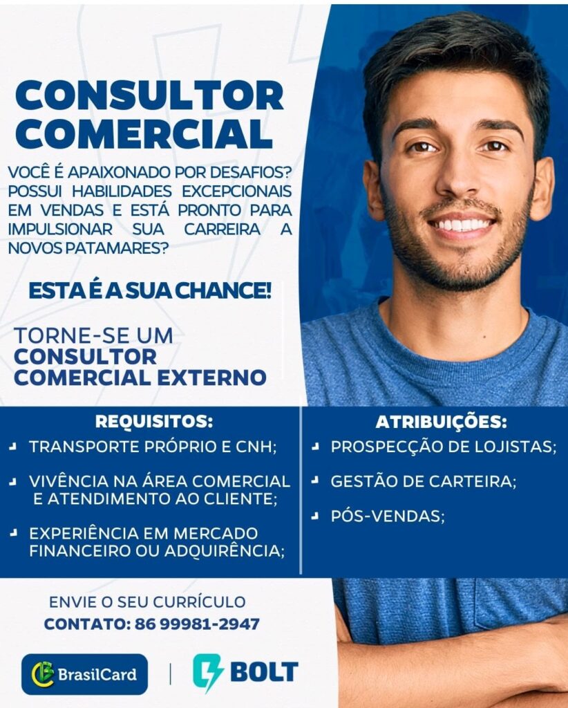 Vaga para Consultor Comercial