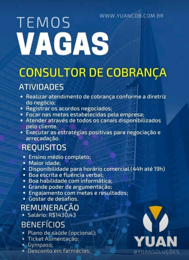 Vaga para Consultor de Cobrança