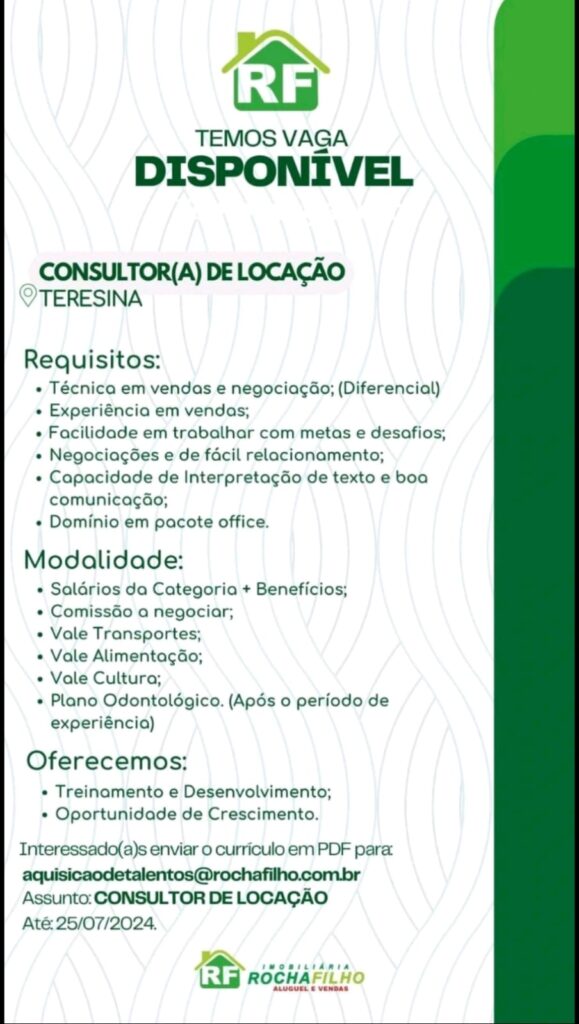 Vaga para Consultor(a) de Locação