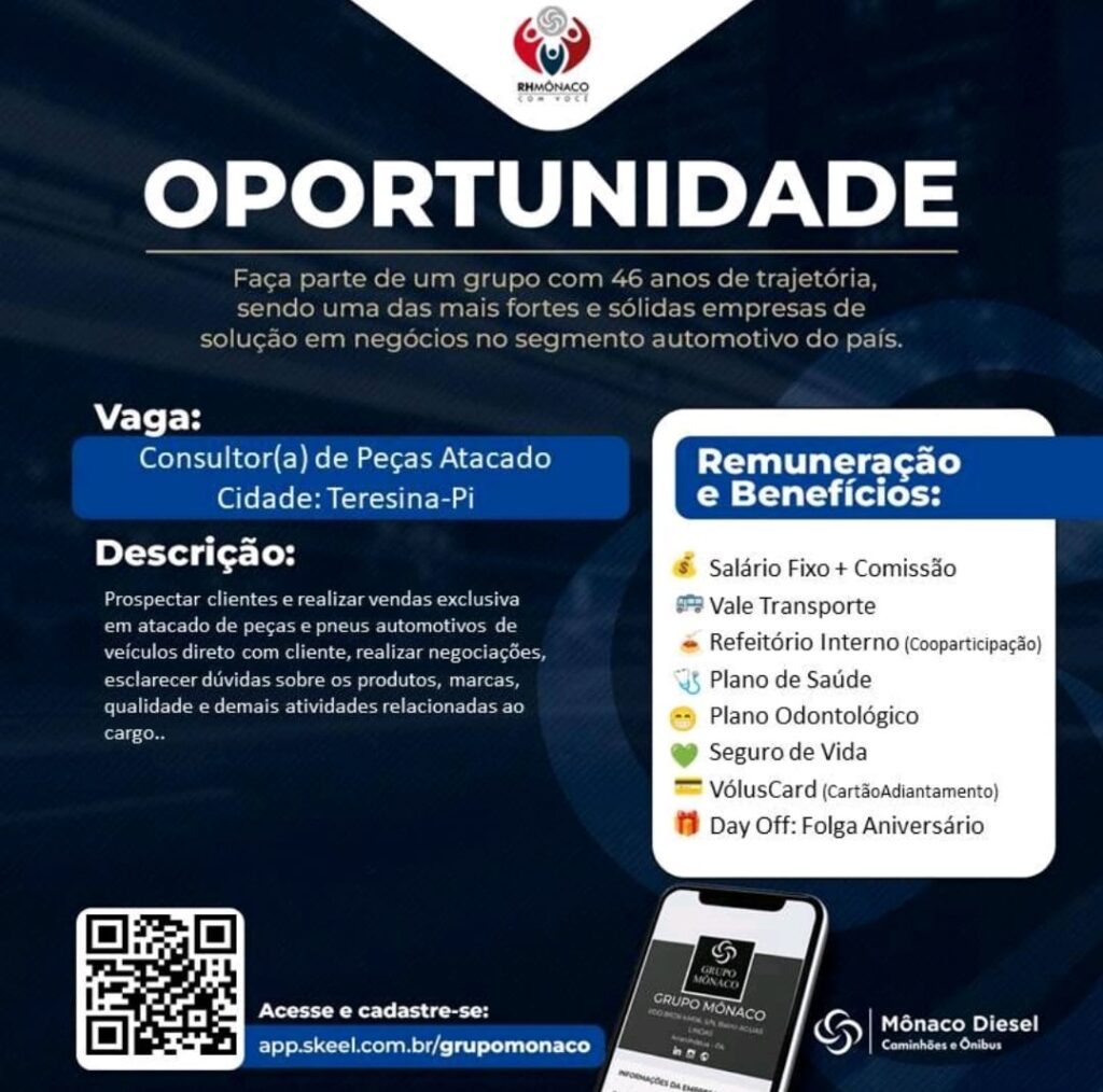 Vaga para Consultor(a) de Peças Atacado