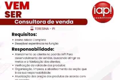 Vaga para Consultora de Vendas