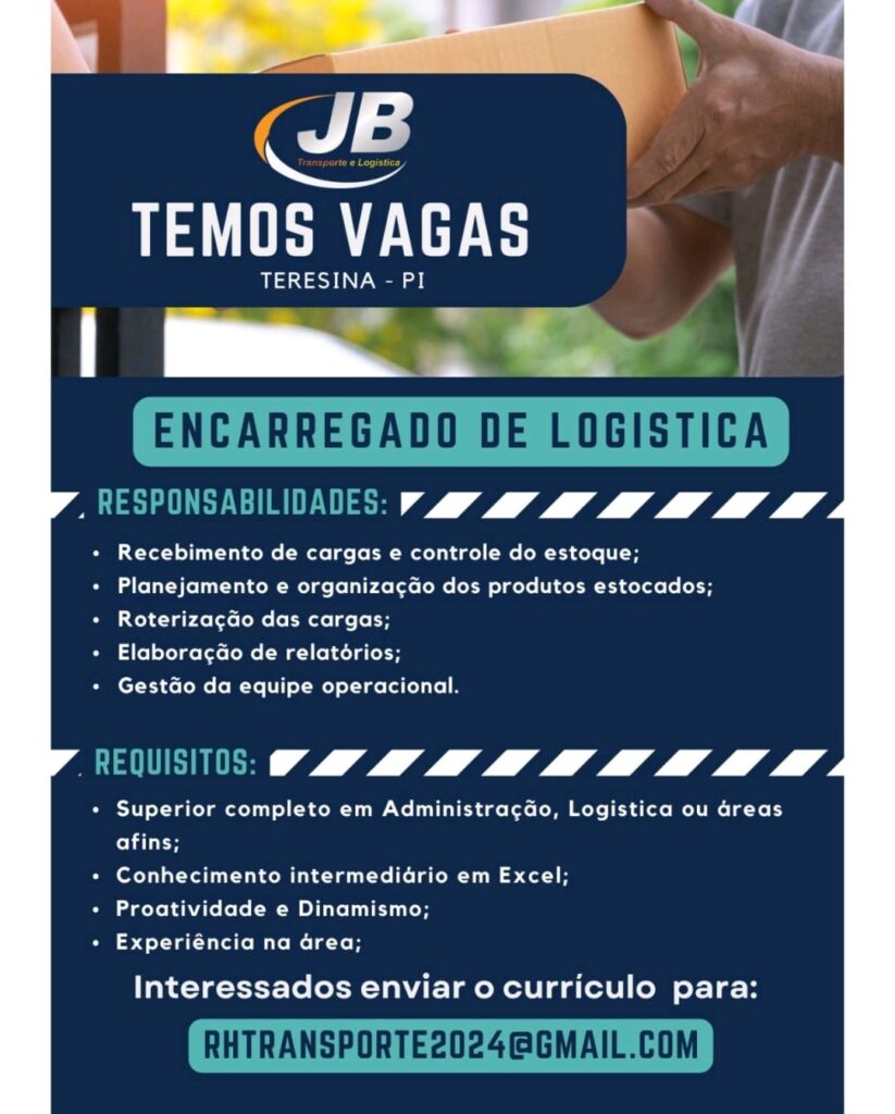 Vaga para Encarregado de Logística