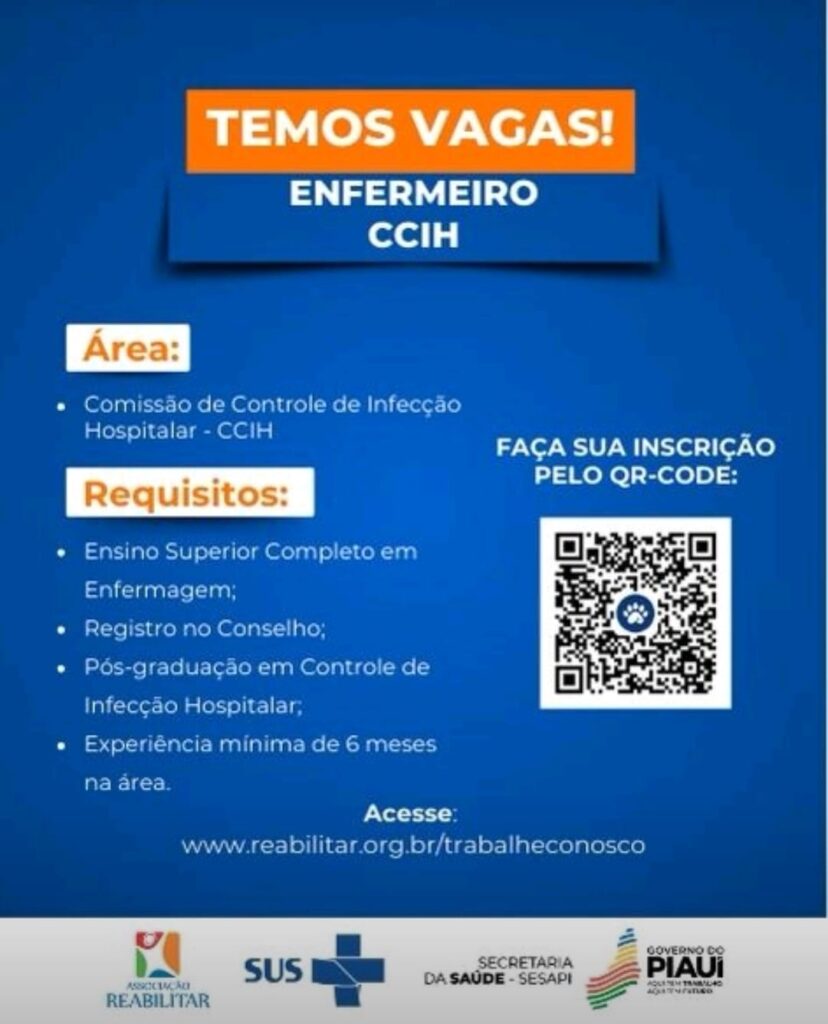 Vaga para Enfermeiro CCIH