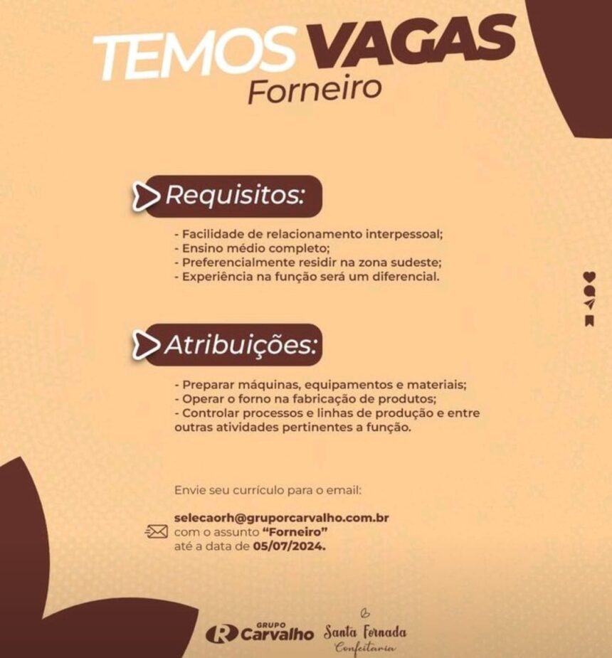 Vaga para Forneiro