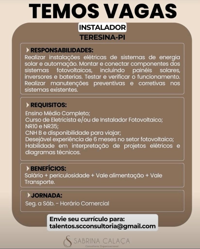 Vaga para Instalador