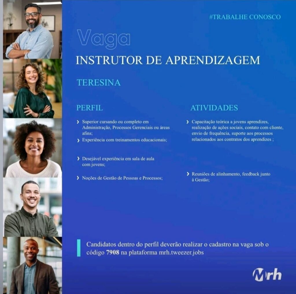 Vaga para Instrutor de Aprendizagem