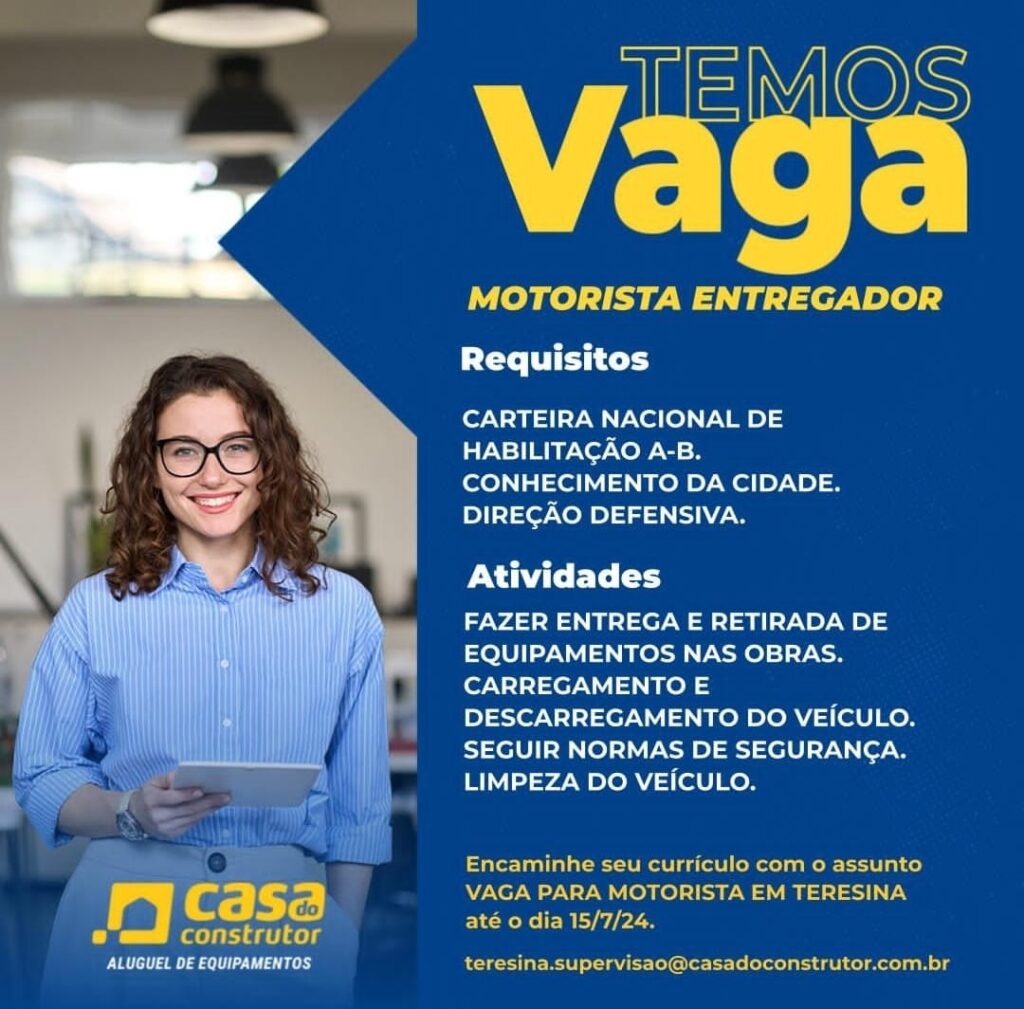 Vaga para Motorista Entregador