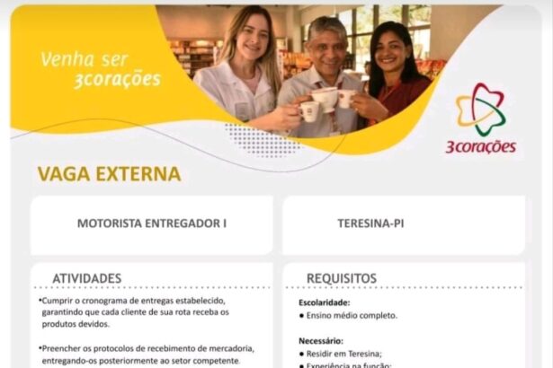 Vaga para Motorista Entregador