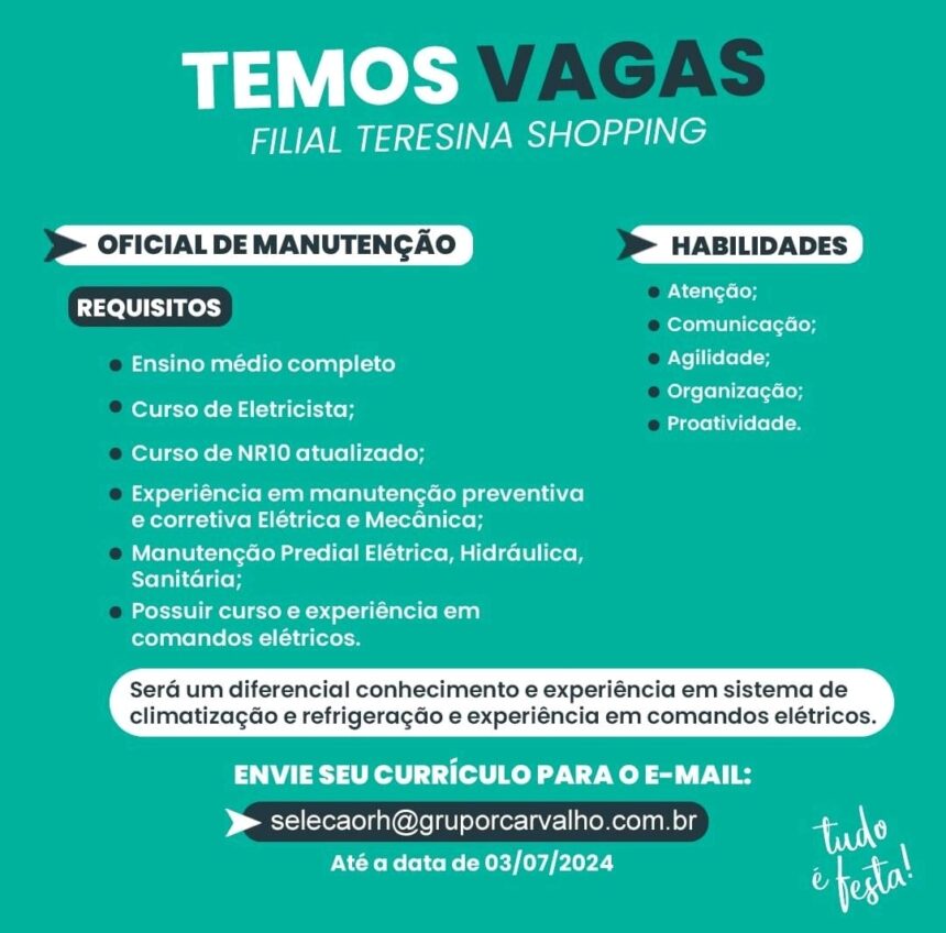 Vaga para Oficial de Manutenção