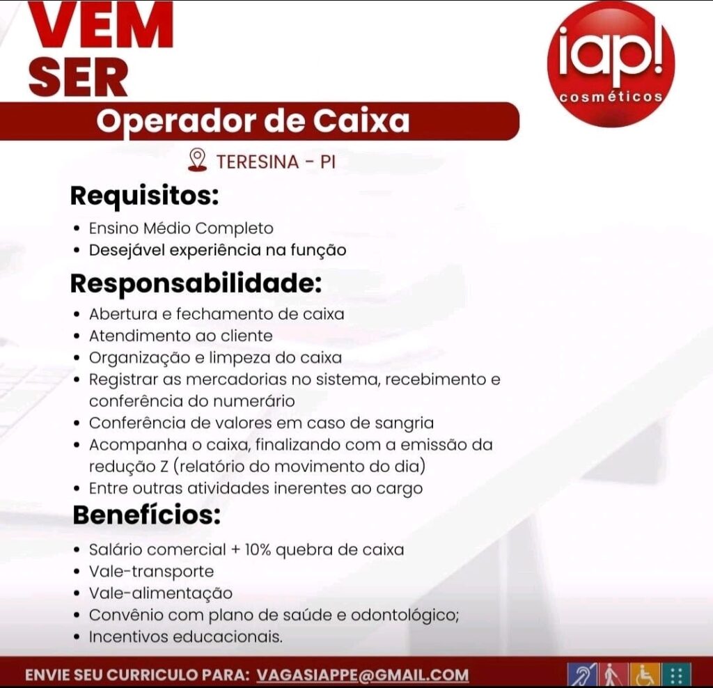 Vaga para Operador de Caixa