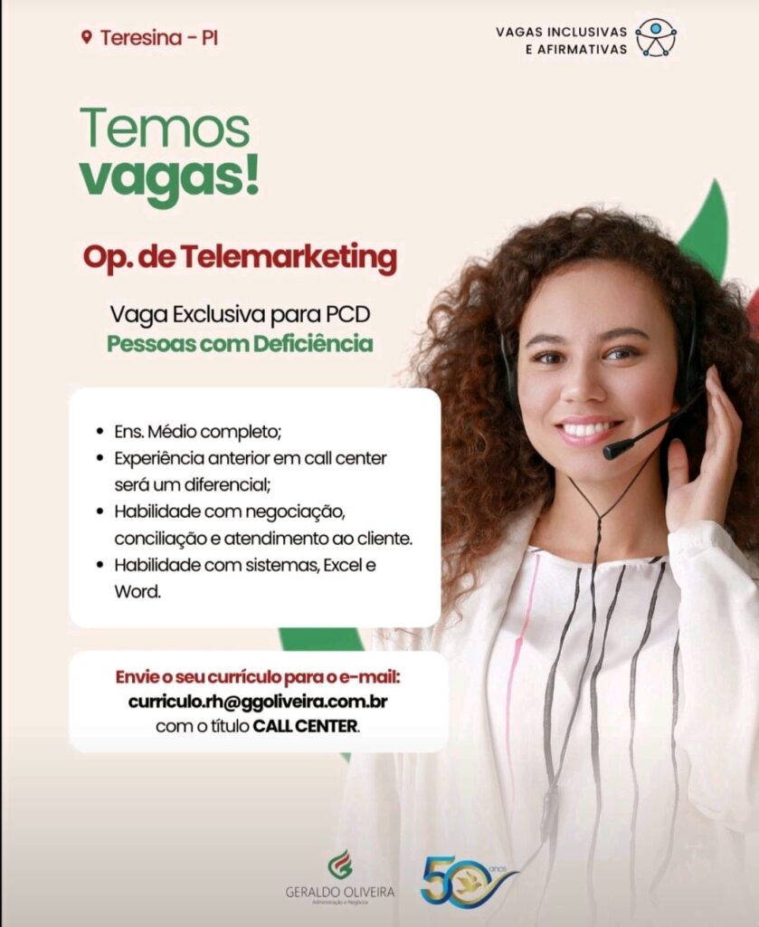 Vaga para Operador de Telemarketing 