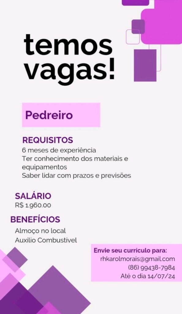 Vaga para Pedreiro 