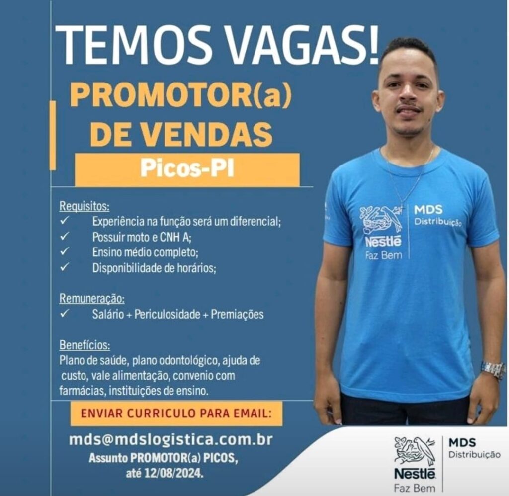 Vaga para Promotor(a) de Vendas em Picos