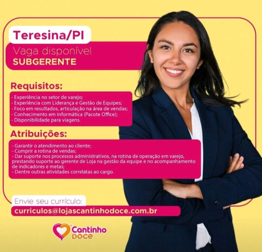 Vaga para Subgerente