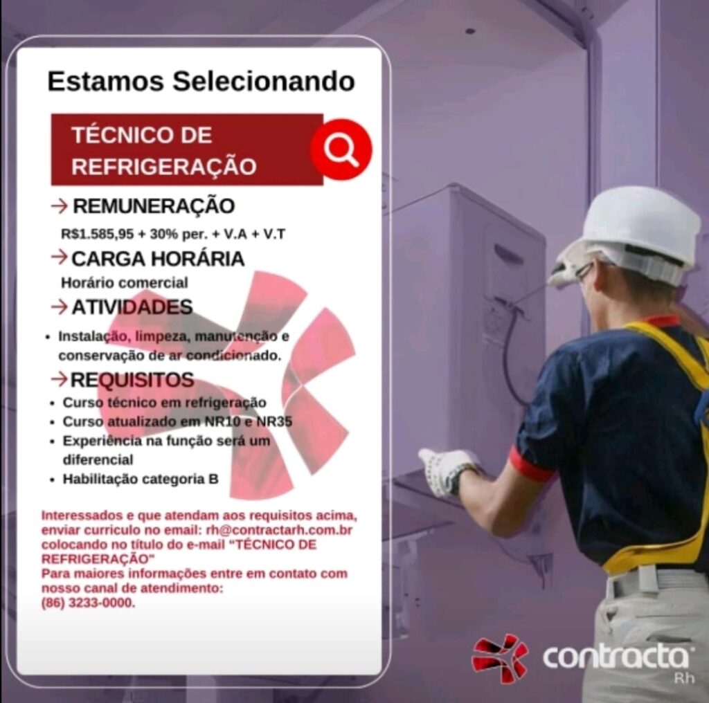 Vaga para Técnico de Refrigeração