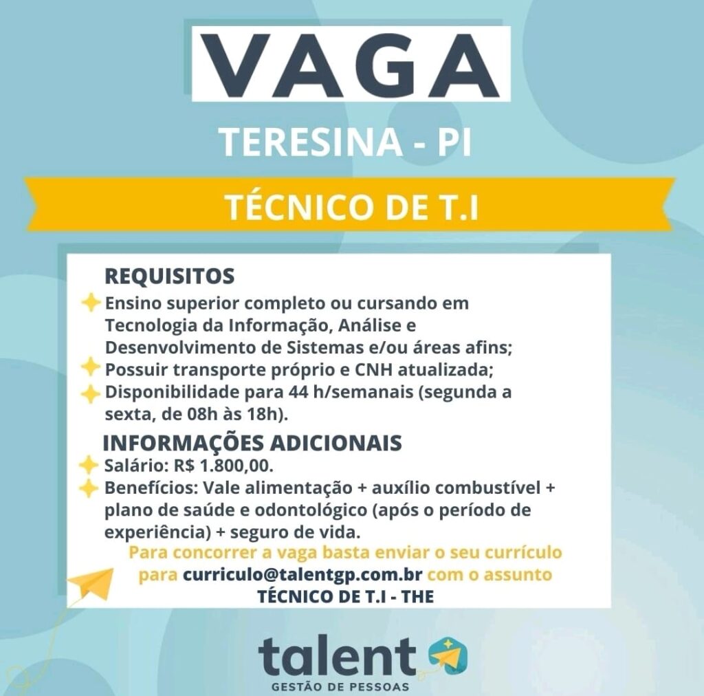 Vaga para Técnico de T.I