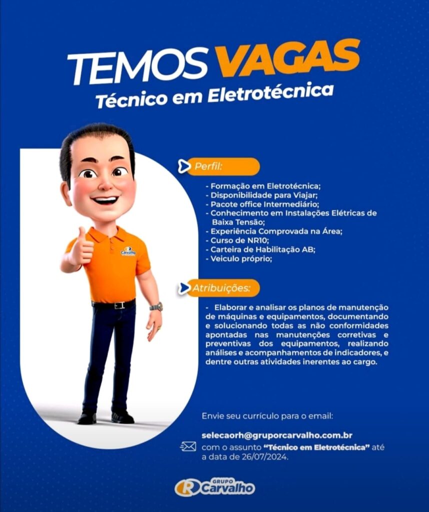 Vaga para Técnico em Eletrotécnica