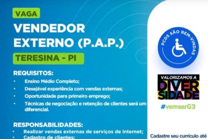 Vaga para Vendedor Externo PAP