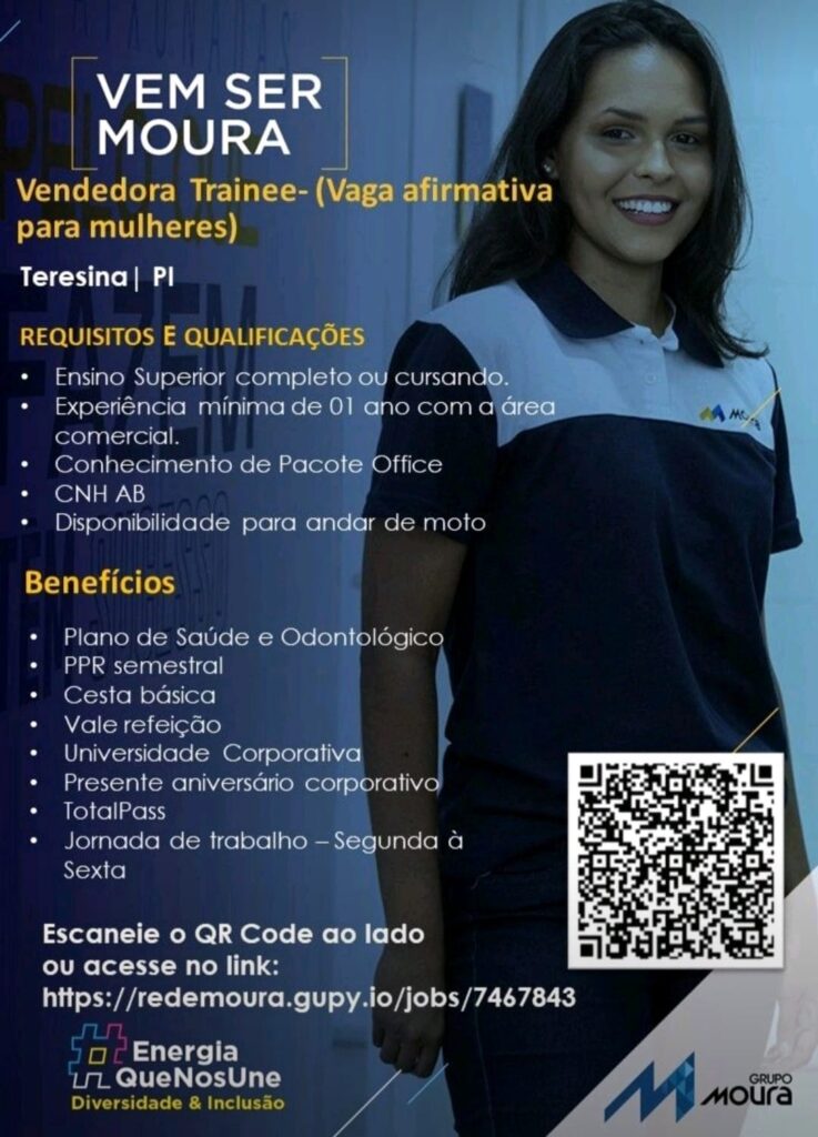 Vaga para Vendedora Trainee