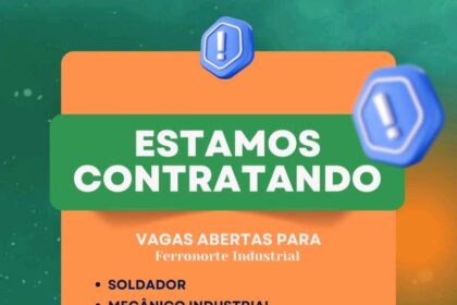 Vagas para Soldador, Mecânico Industrial, Eletricista Industrial, Auxiliar de Produção, Supervisor de Estoque, Analista de Estoque, Supervisor de Produção, Coordenador de Produção e Técnico de Segurança do Trabalho