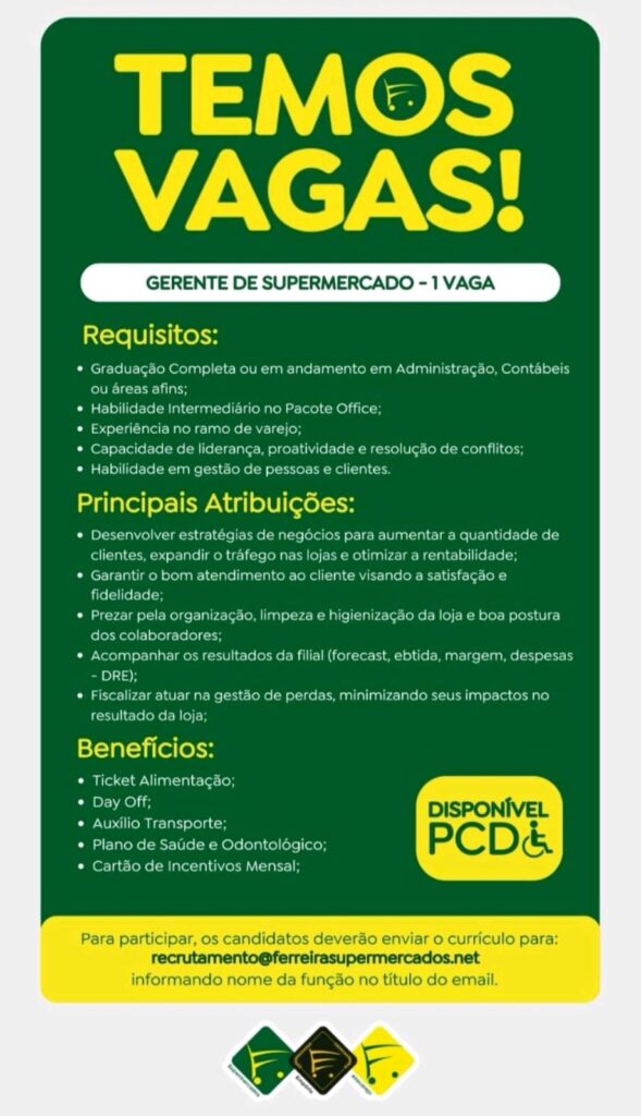 Vaga para Gerente de Supermercado