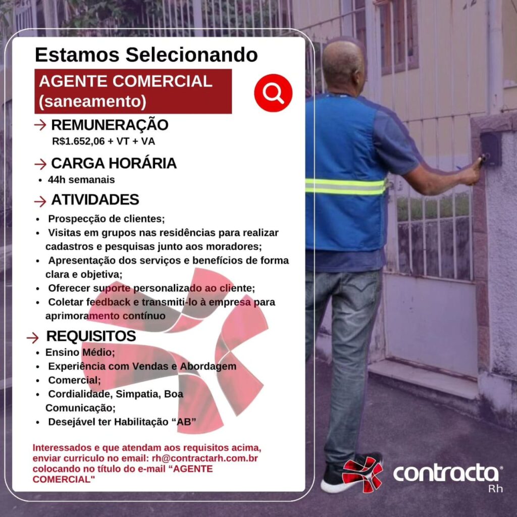 Vaga para Agente Comercial