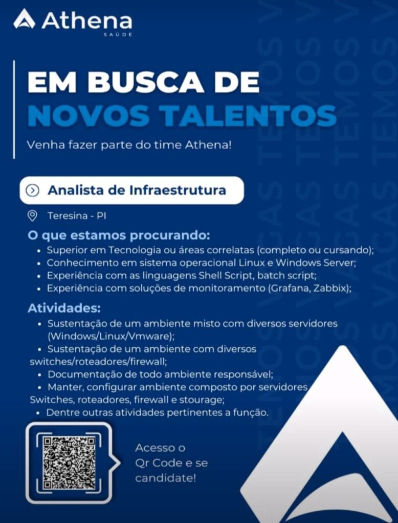 Vaga para Analista de Infraestrutura