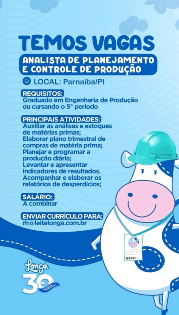 Vaga para Analista de Planejamento e Controle de Produção