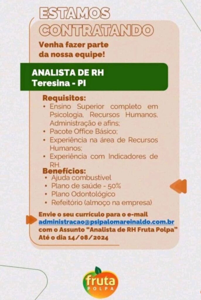 Vaga para Analista de RH