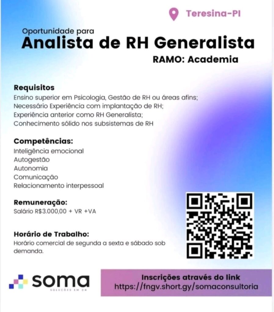 Vaga para Analista de RH Generalista