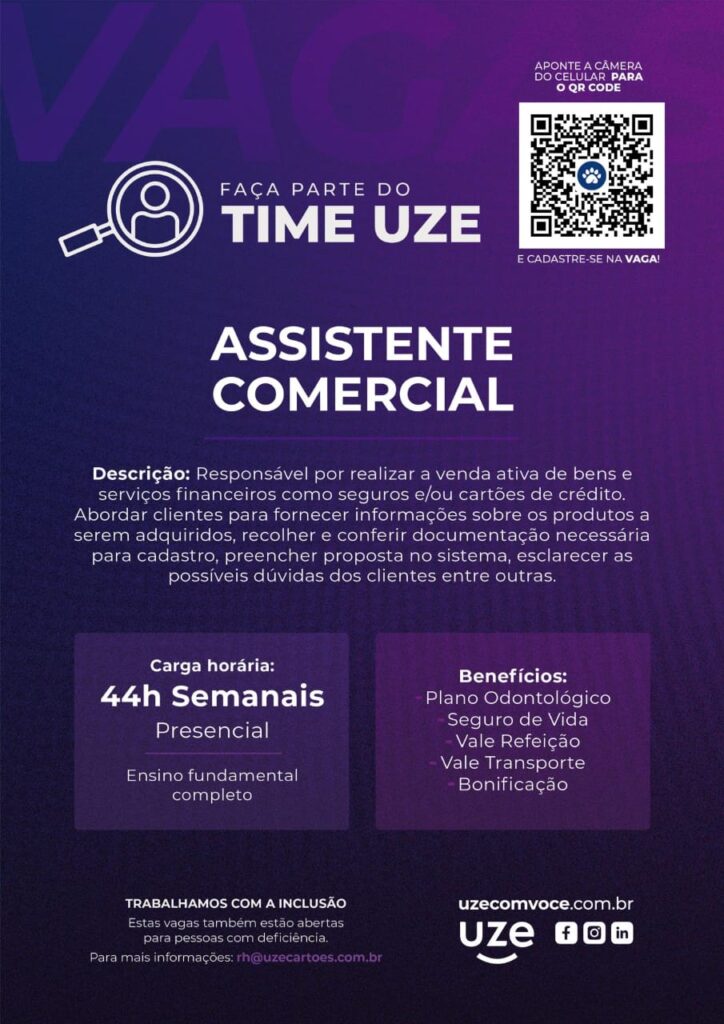 Vaga para Assistente Comercial