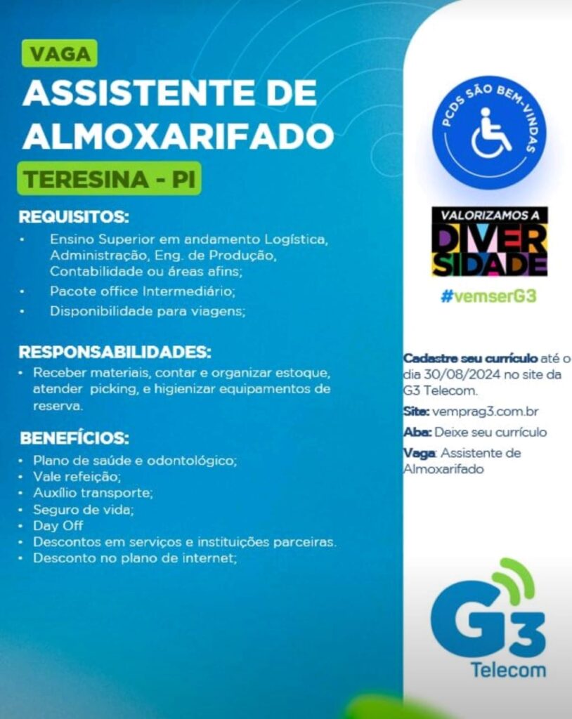 Vaga para Assistente de Almoxarifado