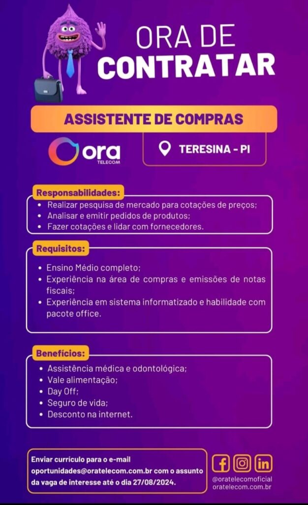 Vaga para Assistente de Compras