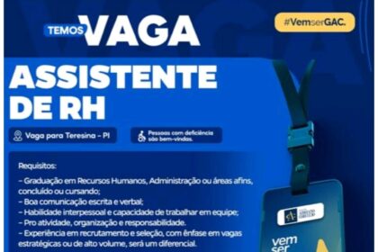 Vaga para Assistente de RH