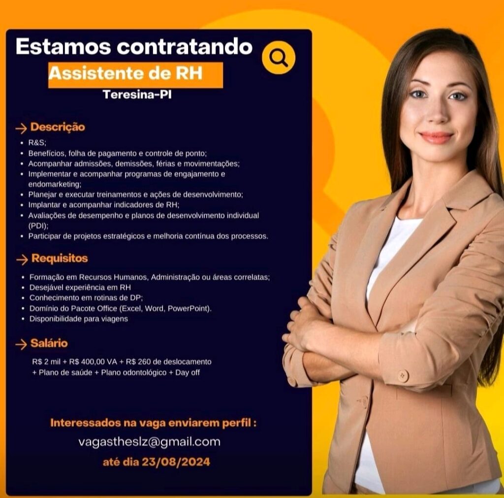 Vaga para Assistente de RH